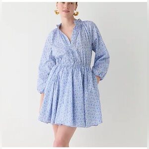J.Crew Ruffle-Collar Mini Dress in Liberty® D'Anjo Coast Fabric. Size XXS